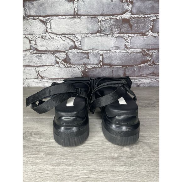 Suzanne Rae Black Synthetic Ankle Strap Platform Wedge Sandals Women Sz 40EU/9.5 - Picture 5 of 16